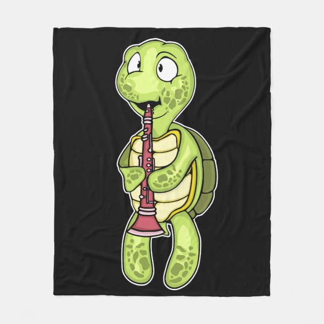Klarinette Player Sea Turtle Music Kids Klarinette Fleecedecke (Vorderseite)