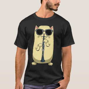 Klarinette spielende Katze Instrument Musikspieler T-Shirt
