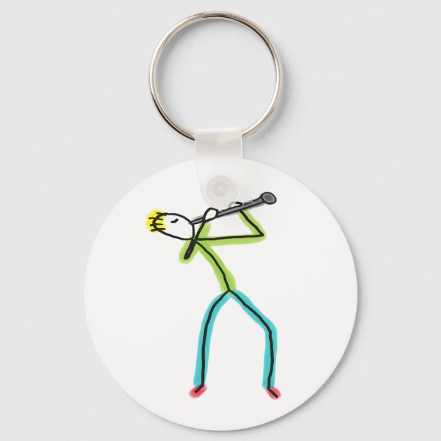 Klarinette Stickman Schlüsselanhänger (Vorderseite)