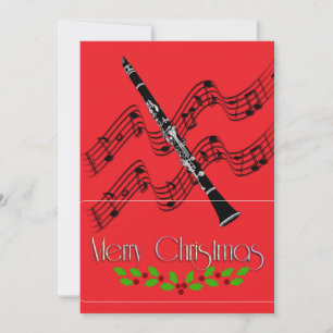 Klarinetten-Weihnachten Stechpalme Karte
