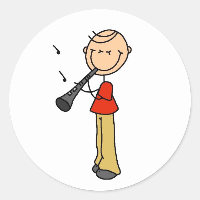 Klarinettenaufkleber für Player Runder Aufkleber (Vorderseite)
