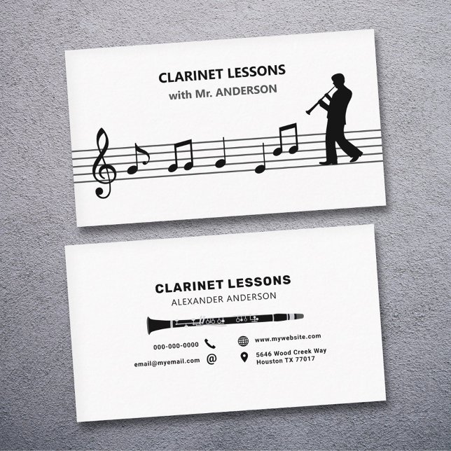 Klarinettenunterricht Visitenkarte (Clarinet Lessons Business Card)