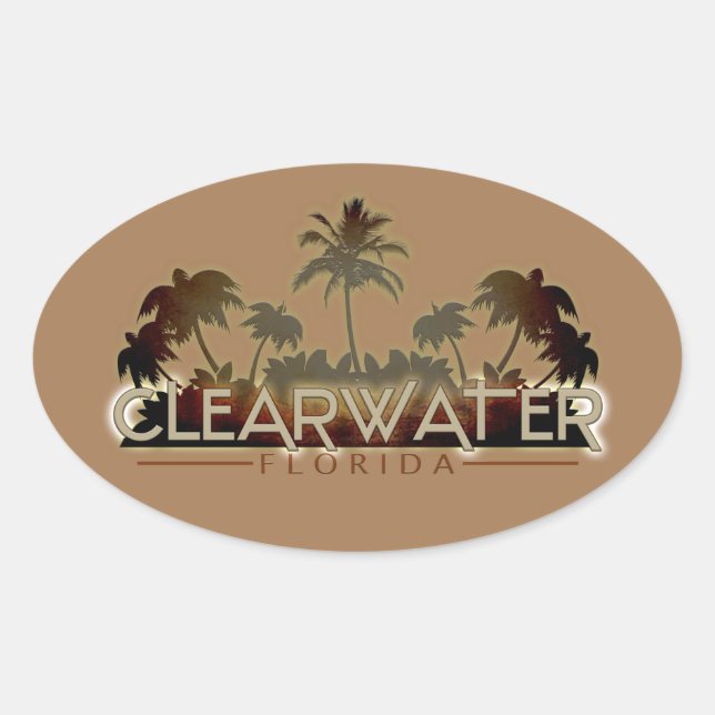 Klarwater Florida Palmen Oval Aufkleber (Vorderseite)