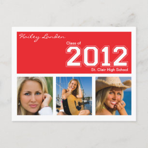 Klasse 2012 Einladung Postkarte   Rot