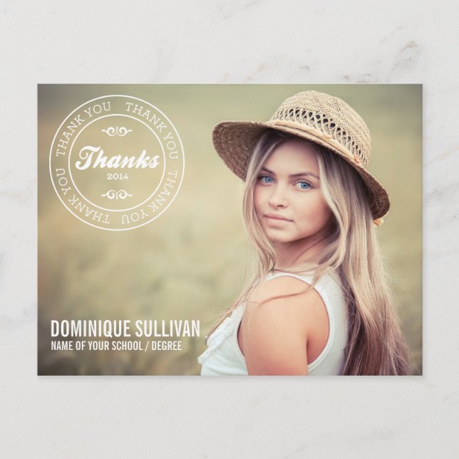 KLASSE 2014 BRIEFMARKE ABSCHLUSS DANK IHNEN POSTCA POSTKARTE (Vorderseite)