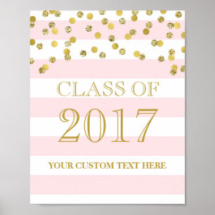 Klasse 2017 Abschluss Sign Gold Confetti Pink Poster
