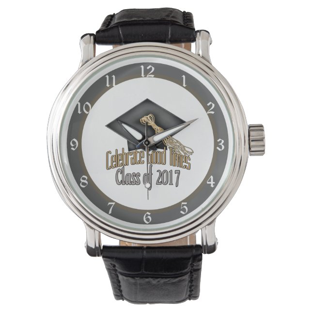Klasse 2017 Feiern Gutes Times Abschluss Geschenk Armbanduhr (Vorderseite)