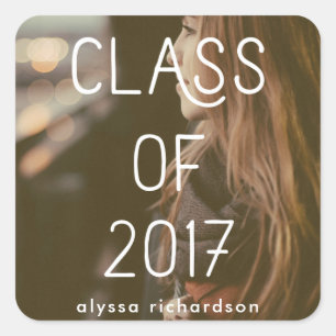 Klasse 2017 Graduate Modern Typografy Foto Quadratischer Aufkleber
