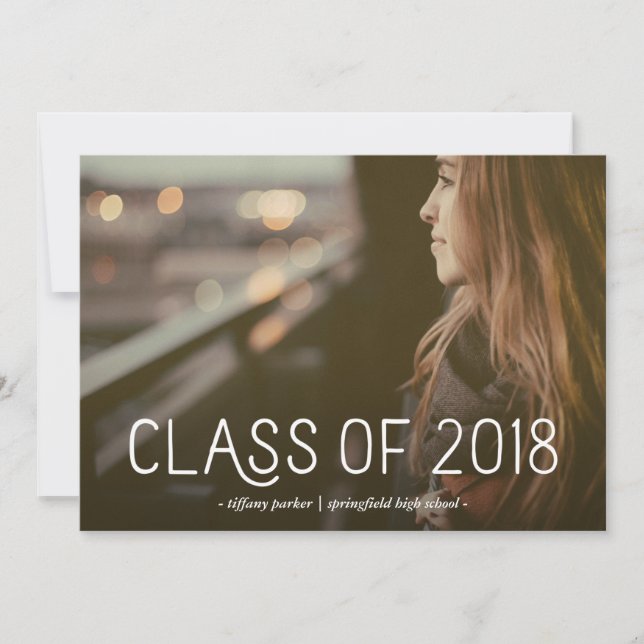 Klasse 2018| Modern Typografie Foto Grad Party Einladung (Vorderseite)