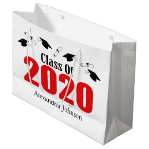 Klasse 2020 Abschluss Geschenktasche (Rote Karten) Große Geschenktüte