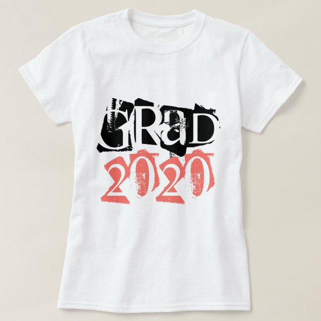 Klasse 2020 grader Korallentypografie-Abschluss T-Shirt (Design vorne)