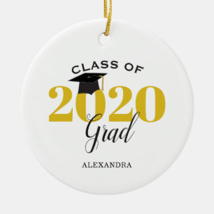 Klasse 2020 Graduate Modern Gold und Black Keramik Ornament