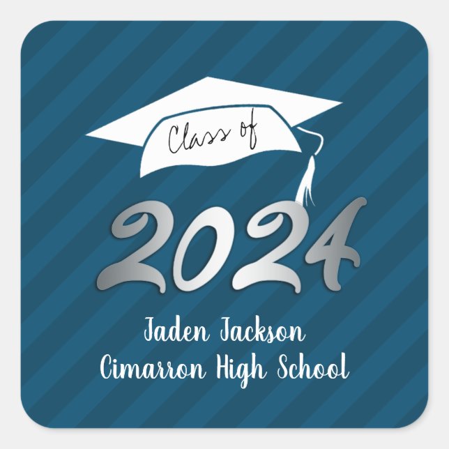 Klasse 2020 Imitate Foil Navy und Blue Quadratischer Aufkleber (Vorderseite)