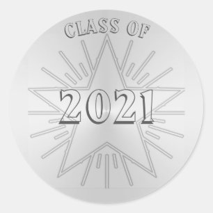 Klasse 2021 Abschluss Day von Janz Silver Star Runder Aufkleber