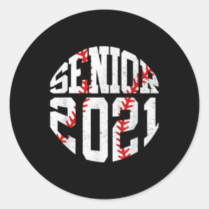 Klasse 2021 Absolvent Senior 2021 Baseball Player Runder Aufkleber