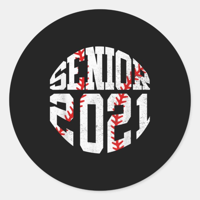 Klasse 2021 Absolvent Senior 2021 Baseball Player Runder Aufkleber (Vorderseite)