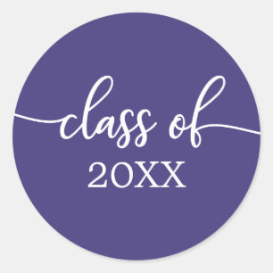 Klasse 2021 Einfache Chic Calligraphy Classic Roun Runder Aufkleber