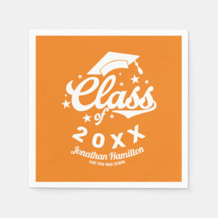 Klasse 2021 Orange Abschlussfeier Serviette