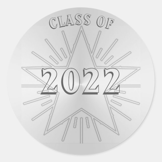Klasse 2022 Abschluss Day von Janz Silver Star Runder Aufkleber (Vorderseite)