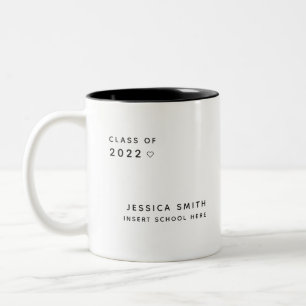 Klasse 2022 Hochschulabsolvent Moderne, einfache T Zweifarbige Tasse