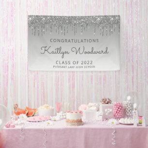Klasse 2022 Silver Glitzer Tropfen Abschluss Banner