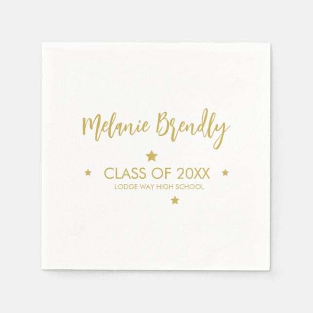 Klasse 2023 | Abschluss Gold Party Stars Serviette (Vorderseite)