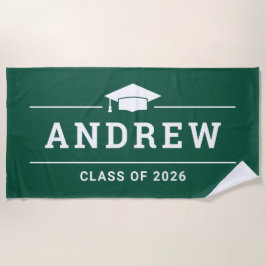 Klasse 2023 Dark Green Custom Graduate Name Strandtuch