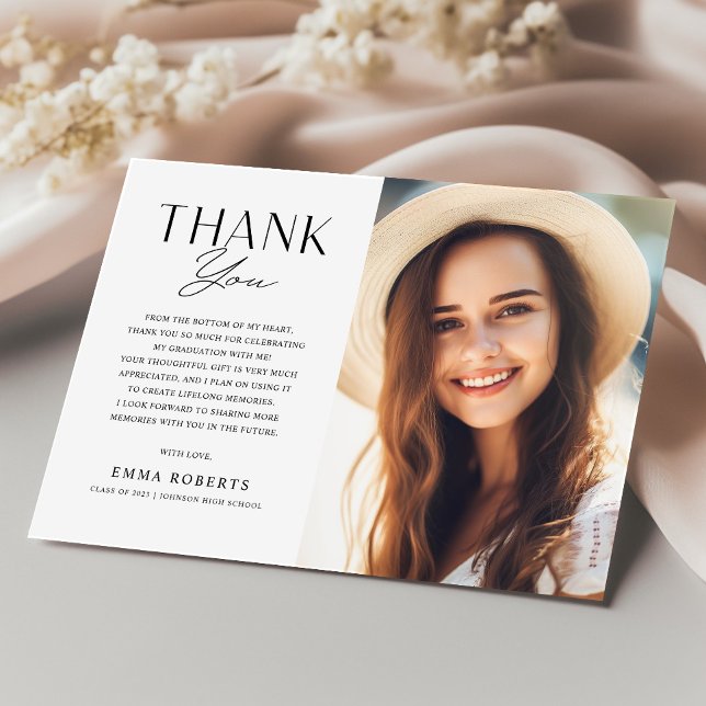 Klasse 2023 Eleganter Foto Uni-Abschluss Dankeskarte (Von Creator hochgeladen)