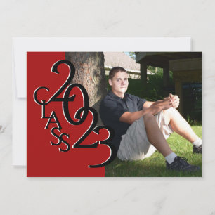 Klasse 2023 Foto Abschluss Rot und Schwarz Einladung