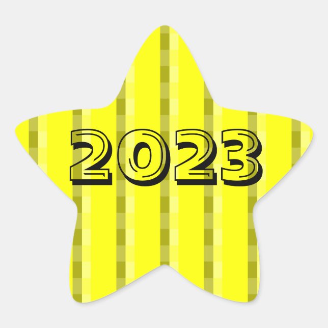 Klasse 2023 Gelbe Sternenaufkleber von Janz Stern-Aufkleber (Vorderseite)