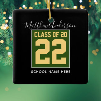 Klasse 2023 Moderner Green Black & Gold Abschluss Keramikornament