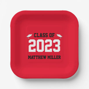 Klasse 2023 Name des roten weißen und schwarzen Ab Pappteller