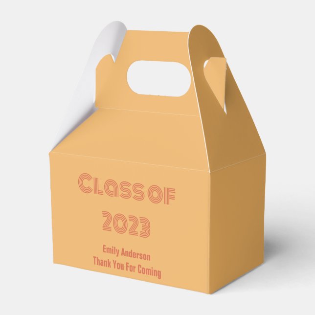 Klasse 2023 Orange- und Rot-Orange-Abschluss Geschenkschachtel (Rückseite)