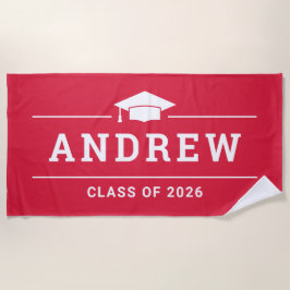 Klasse 2023 Red Custom Graduate Name Strandtuch