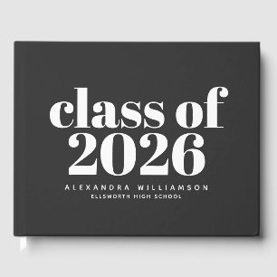Klasse 2023 Retro Typografie Schwarz Personalisier Gästebuch