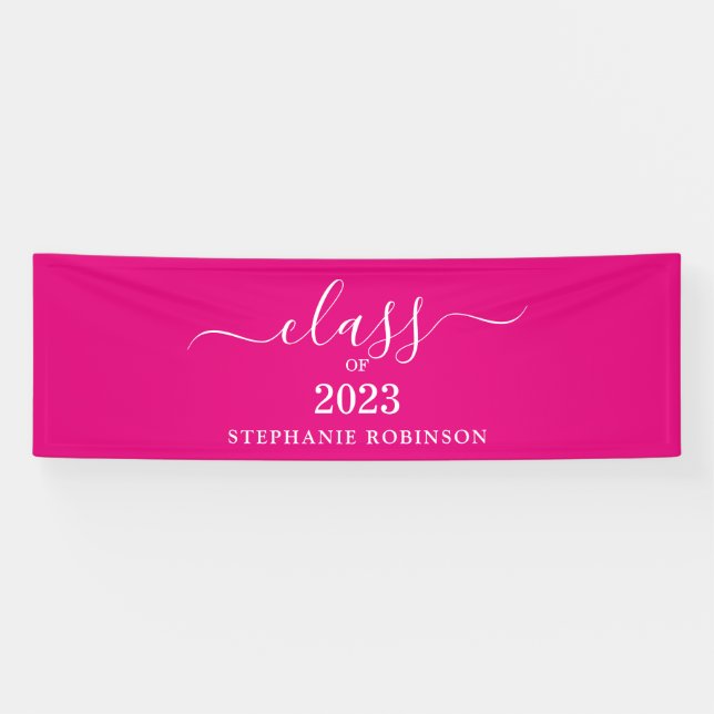 Klasse 2023 Rosa Minimalistischer Abschluss Banner (Horizontal)