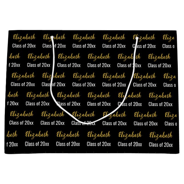 Klasse 2023 Schwarz-weißer und goldener Graduate N Große Geschenktüte (Vorderseite)