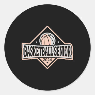 Klasse 2024 Abschluss Basketball Senior 2024 Runder Aufkleber