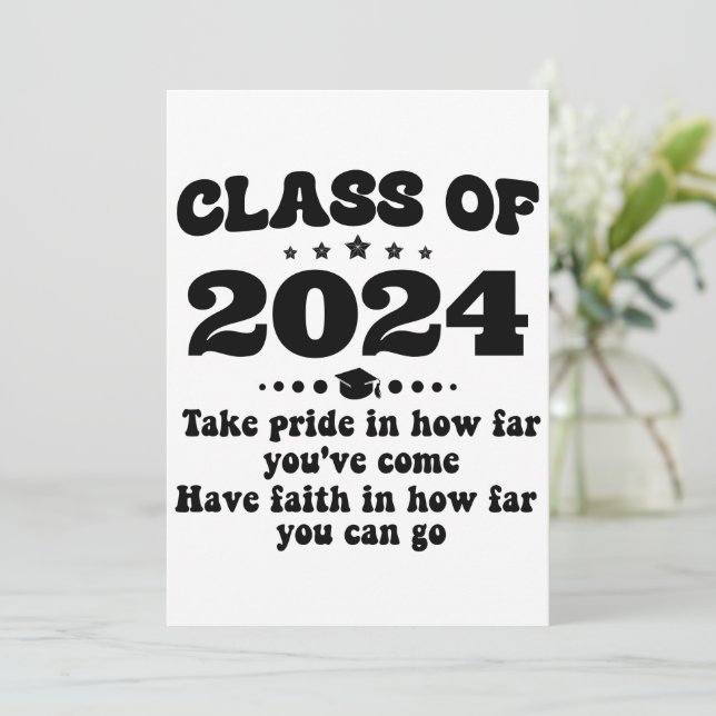 Klasse 2024 Abschluss Geschenke Personalisiert Einladung (Stehend Vorderseite)