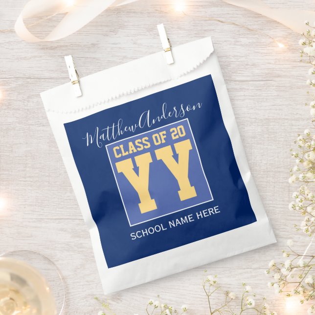 Klasse 2024 Elegant Royal Blue & Gold Abschluss Geschenktütchen (Ausgeschnitten)