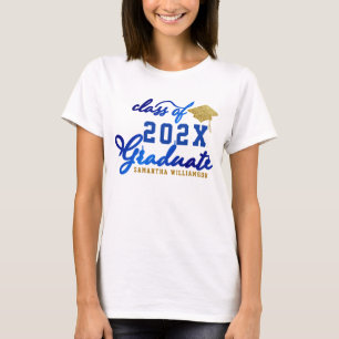 Klasse 2024 Graduate Blue Gold White Abschluss T-Shirt