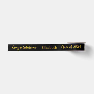 Klasse 2024 Graduate Name Black and Gold Script Satinband