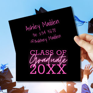 Klasse 2024 Graduate Neon Pink Script Visitenkarte