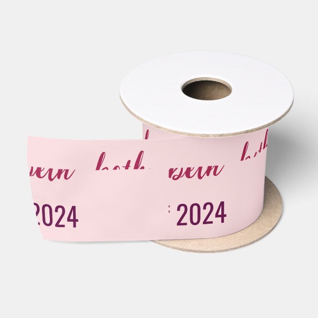 Klasse 2024 Graduate's Name Pale Pink Satinband (Spule)