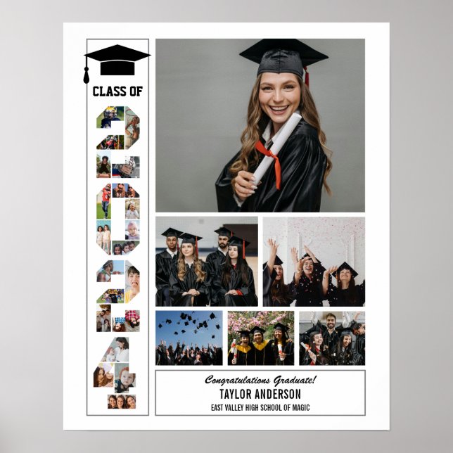 Klasse 2024 Hochrangige Abschluss-FotoCollage Poster (Vorne)