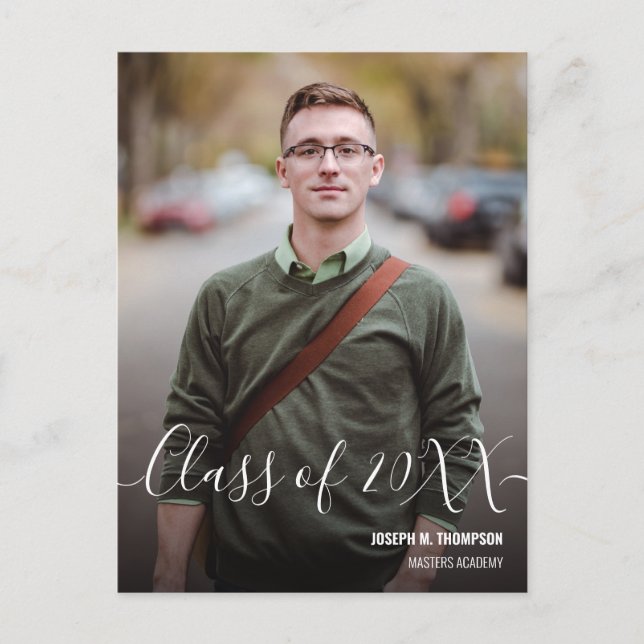 Klasse 2024 Name des männlichen Fotos Ankündigungspostkarte (Vorderseite)