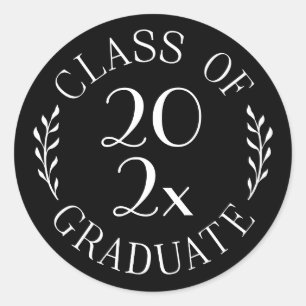 Klasse 2024 Schwarz-weißes Graduate Chic-Emblem Runder Aufkleber