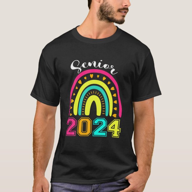 Klasse 2024 Senior 2024 Rainbow Senior 24 T-Shirt (Vorderseite)