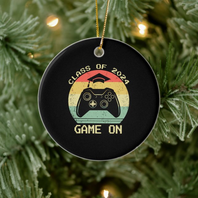 Klasse 2024: Video-Gamer-Spiel in gehobener Qualit Keramik Ornament (Baum)