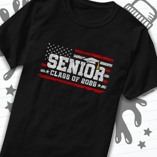 Klasse 2025 Abschluss American Flag Senior 2025 T-Shirt